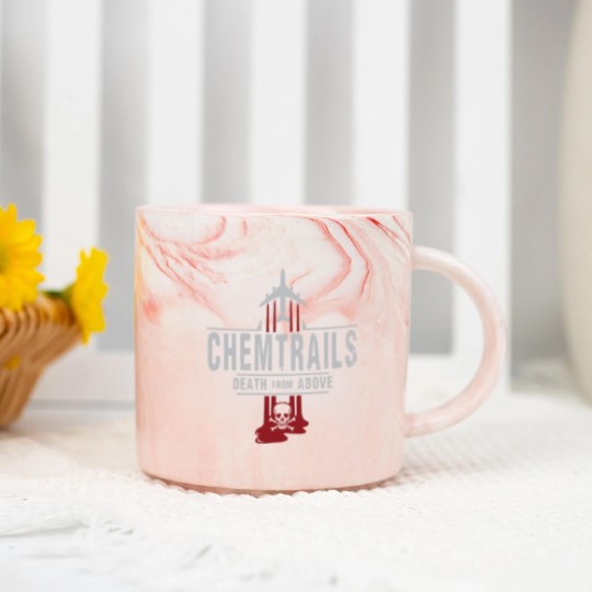 Discover Jet Chemtrails Red & Grey Logo Marble Mugs