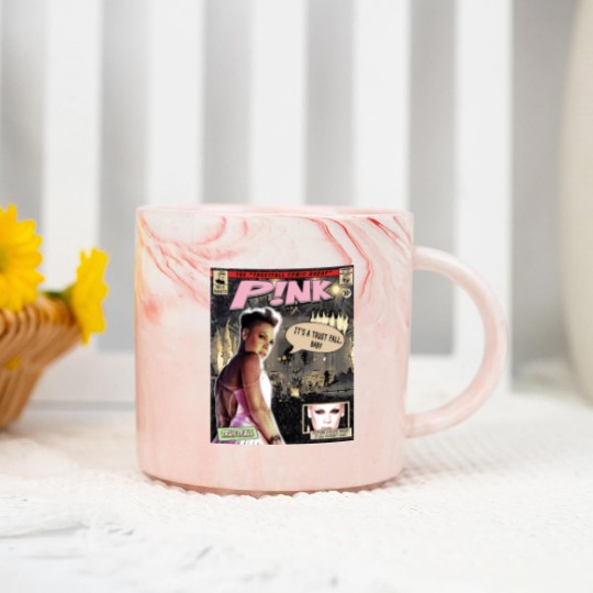 Discover P!nk Comic Marble Mugs, P!nk Trustfall World Tour Album Graphic Marble Mugs