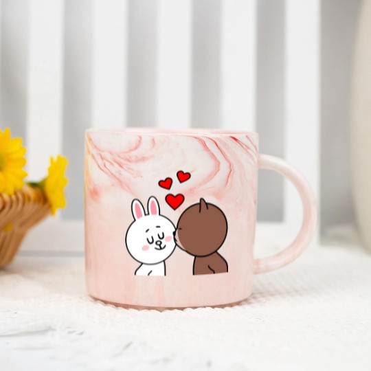 Discover Brown Bear Cony Bunny Rabbit The Kiss Marble Mugs