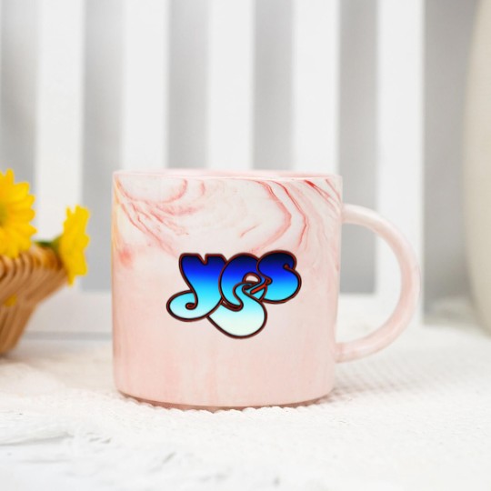 Discover Blue Yes Logo Marble Mugs