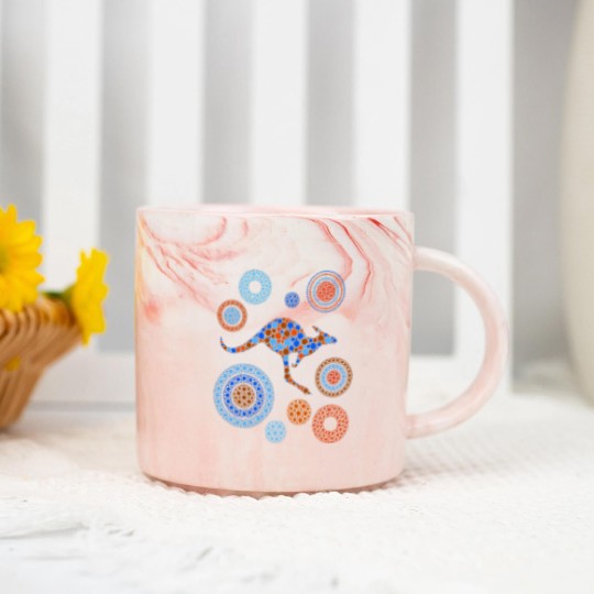 Discover Aboriginal Dot Art Kangaroo Color - Kangaroo - Marble Mugs