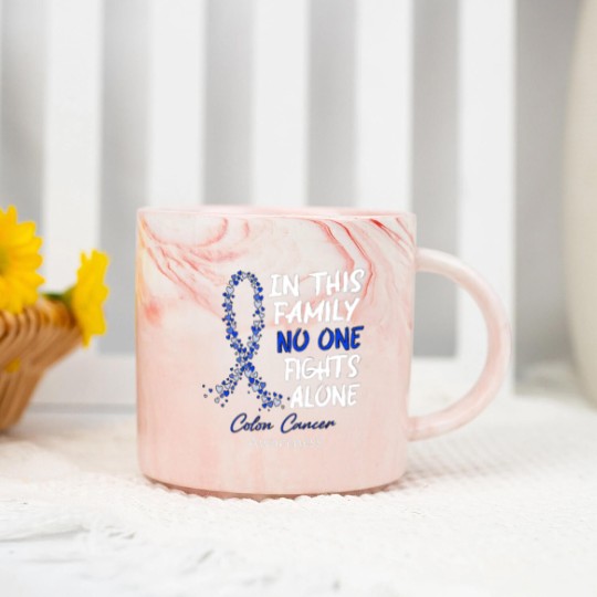 Discover Colon Cancer Awareness In This Family No One Fights Alone - Faith Hope Cure - Colon Cancer Awareness - Marble Mugs