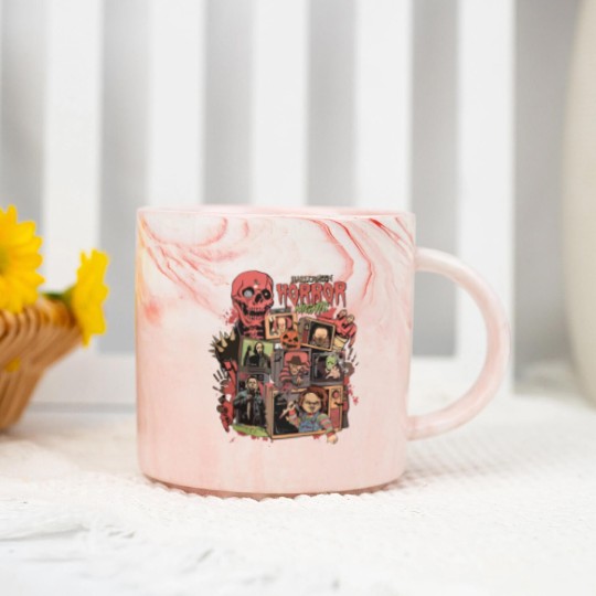 Discover Retro Horror Night  Marble Mugs, Halloween Marble Mugs, Vintage 90s Halloween Movies