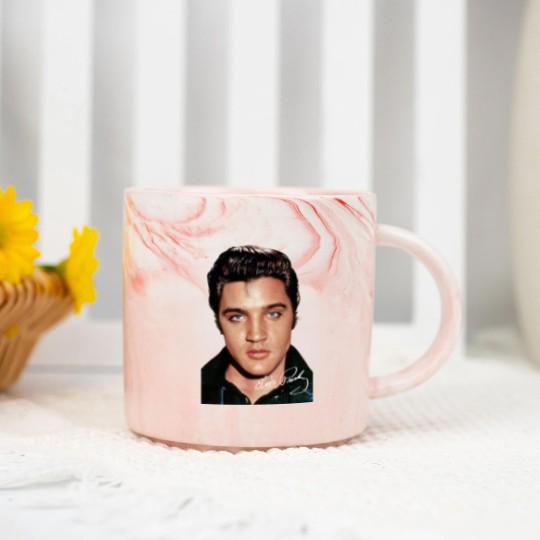 Discover Elvis Presley Signature Marble Mugs Short Sleeve Cotton White Women Men S to 5XL