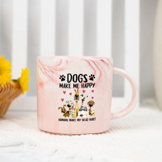 Discover dogs make me happy humans make my head hurt Marble Mugs