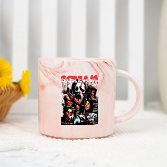 Discover Limited Vintage Scream Movie Marble Mugs, Scream Halloween Marble Mugs, Gift For Woman and Man Unisex Marble Mugs