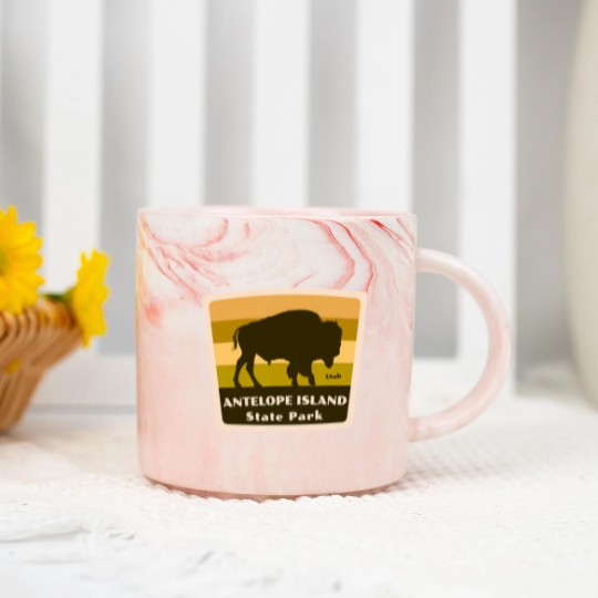 Discover antelope island state park utah bison herd souvenir Marble Mugs