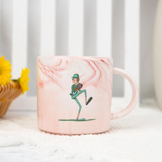 Discover Baseball pitcher throwing Marble Mugs