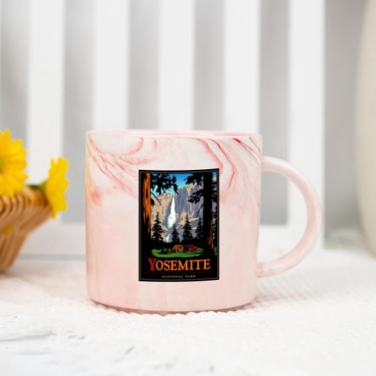 Discover Yosemite Marble Mugs Vintage National Park Marble Mugs