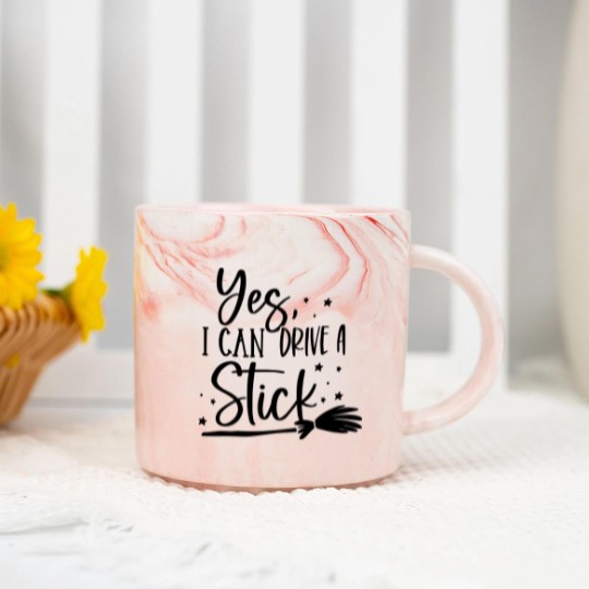 Discover I drive Stick Marble Mugs, Halloween Marble Mugs, Cute Halloween Marble Mugs