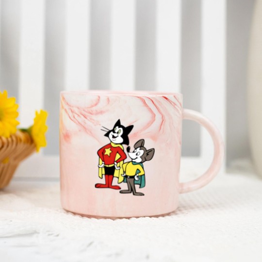 Discover Courageous Cat with Minute Mouse Marble Mugs