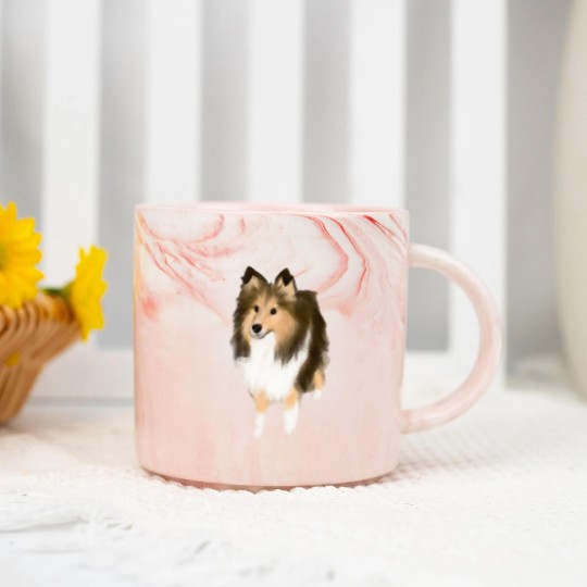 Discover Sheltie Cute Sheltie Drawing Marble Mugs