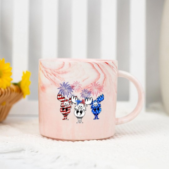 Discover red white blue moose usa flag 4th of july nerdy moose americ Marble Mugs