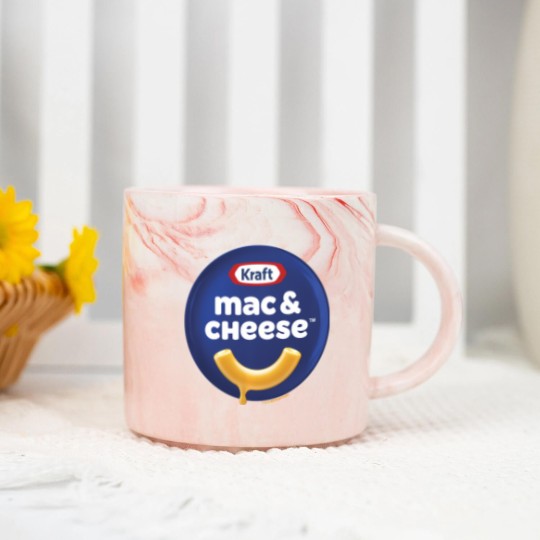 Discover heinz kraft mac cheese macaroni big chest logo Marble Mugs