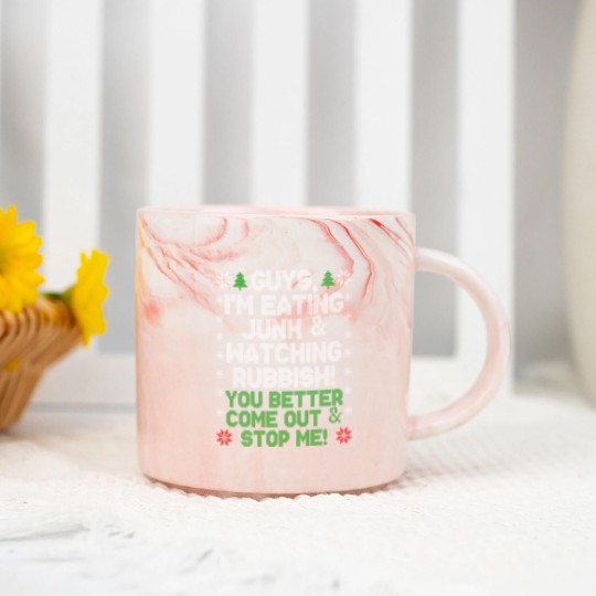 Discover Guys, I'm Eating Junk And Watching Rubbish! Marble Mugs