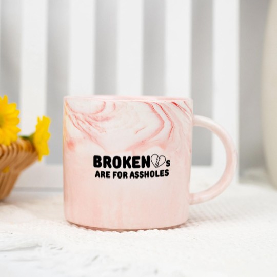 Discover Broken Hearts Are For Assholes Frank Zappa (in black letters & black heart version) Marble Mugs