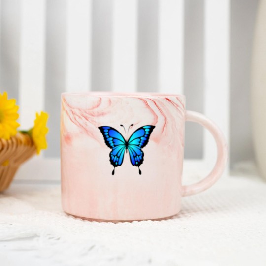 Discover blue butterfly Marble Mugs