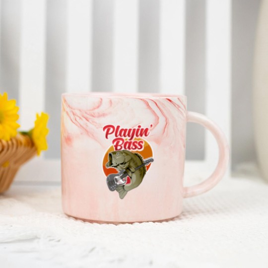 Discover funny playin' bass guitar player gift bass fish fishing Marble Mugs