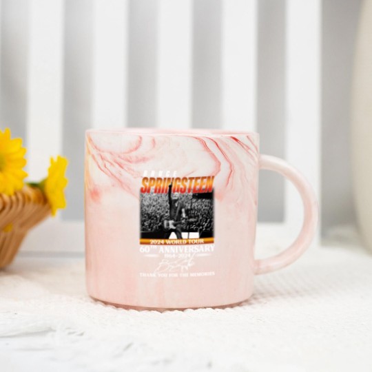 Discover Bruce Springsteen 2024 Tour Marble Mugs, Bruce Springsteen 60th Anniversary Marble Mugs