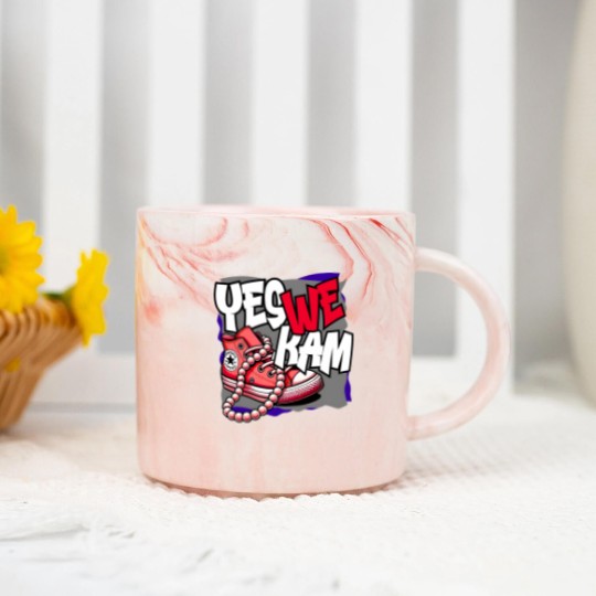 Discover Kamala Harris , Yes We Kam, red white and blue, Marble Mugs
