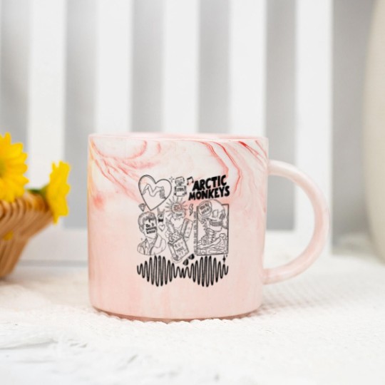 Discover Arctic Monkey Doodle Art Marble Mugs, Vintage Arctic Monkey Merch Album Marble Mugs