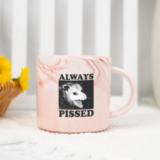 Discover Always Pissed Funny Opossum Eat Trash Be Free Marble Mugs