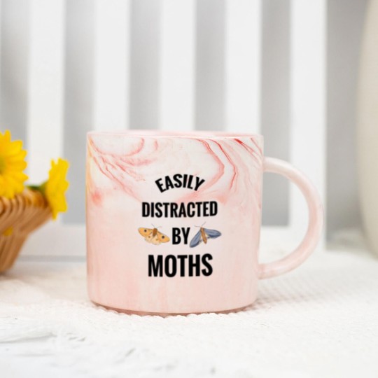 Discover Easily Distracted By Moths | Moth Lover Gift Moon Marble Mugs