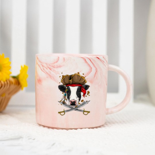 Discover Cattle Cow Pirate Cow Cattle Jolly Roger Flag Nautical Cow Lover Marble Mugs
