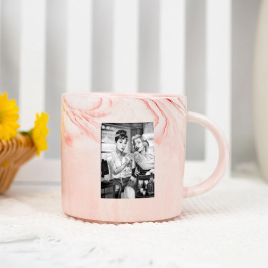 Discover Marilyn Monroe and Audrey Hepburn vintage design Marble Mugs