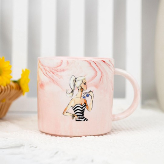 Discover Retro Vintage Doll Pinup Fashion 1950s barbie-doll Pop Art Marble Mugs