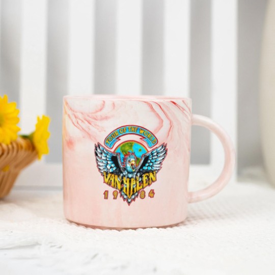 Discover VAN TOUR HALEN 1984 Marble Mugs