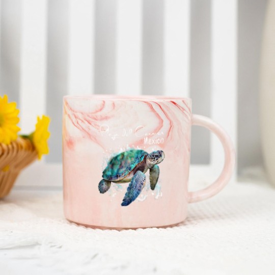 Discover playa del carmen mexico sea turtle playa souvenir t Marble Mugs