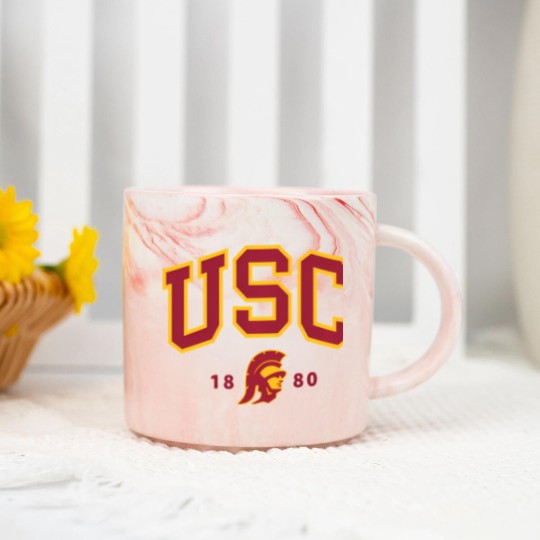 Discover usc curved block logo with cardinal gold trojan 1880 sweat Marble Mugs