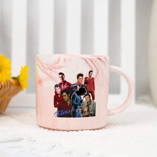Discover Inspired Elvis Presley Graphic Signature T- Marble Mugs Gift For Fan