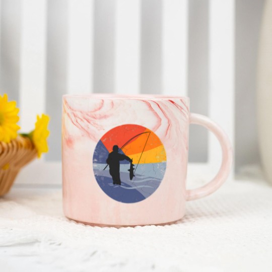 Discover Fishing fishing rod FISHING FISHERMAN lake fishing Marble Mugs