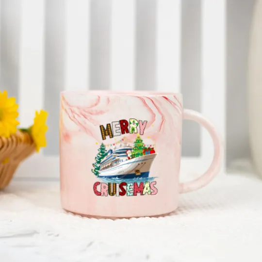 Discover Merry Cruisemas Marble Mugs, Christmas Cruise Crew Marble Mugs