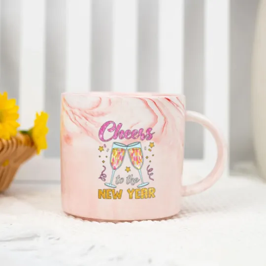 Discover New Year 2025 Marble Mugs, Cheers to the New Year, Retro New Years Marble Mugs