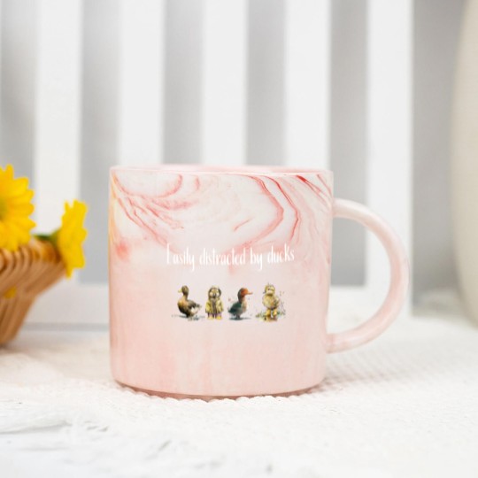 Discover Easily Distracted By Ducks Farmer Ducklings Cute Funny Duckling Quote Marble Mugs
