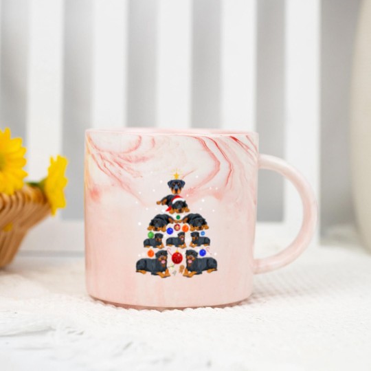Discover Funny Christmas Rottweiler Dog Marble Mugs , Rottweiler Dog