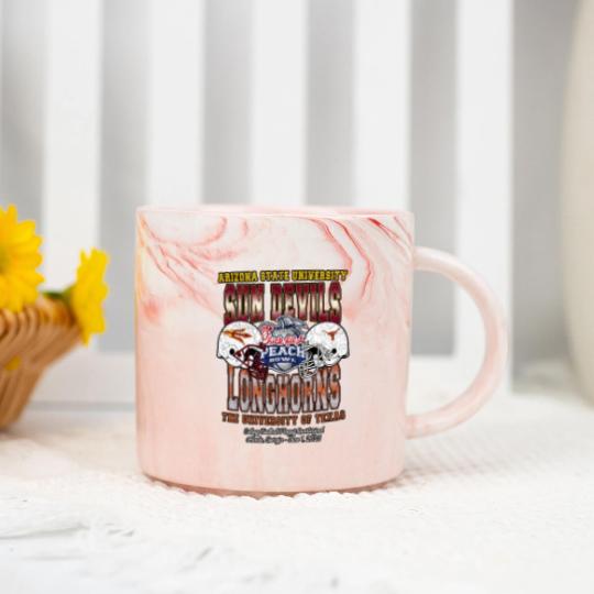 Discover 2025 Chick-fil-A Peach Bowl Matchup Marble Mugs Arizonna State Sun Devills
