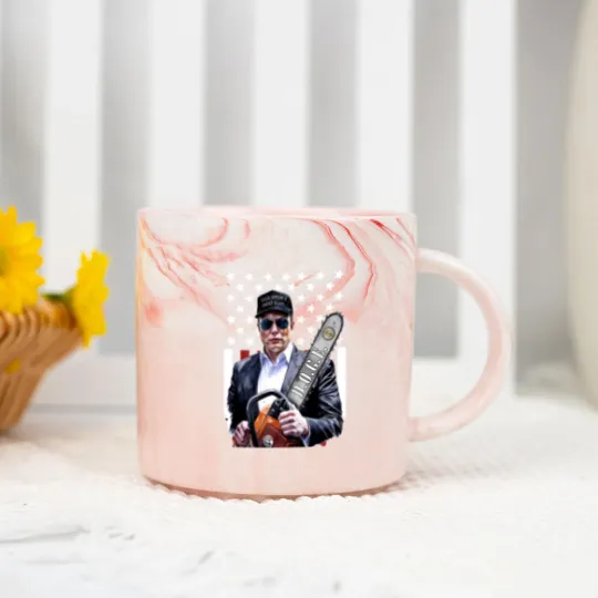 Discover Elon Musk Chainsaw Marble Mugs, Chainsaw For Bureaucracy