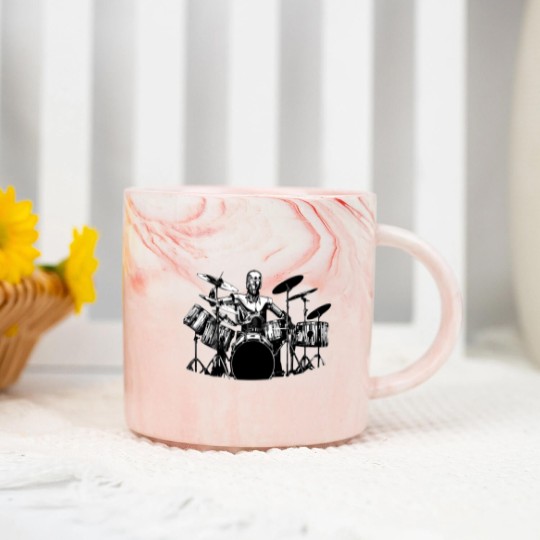 Discover C3PO Drum Marble Mugs Robot Playing Cool Drum Kit Marble Mugs Funny
