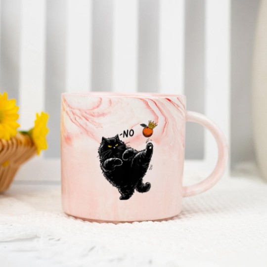 Discover No Kings in America Black Cat Marble Mugs, No Kings Marble Mugs, Funny Political Meme Marble Mugs