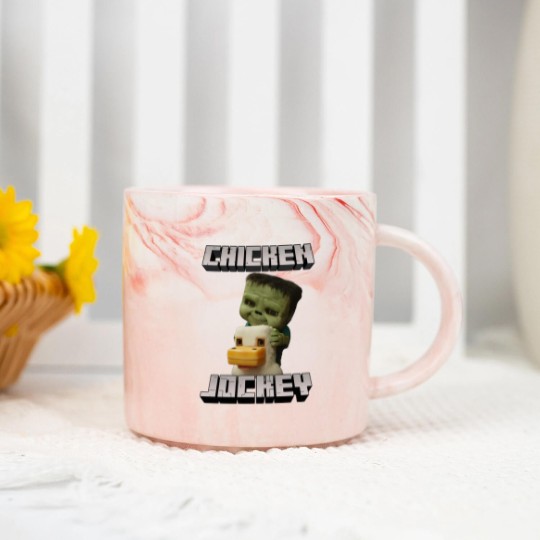 Discover Chicken Jockey Minecraft Movie Marble Mugs, Minecraft Movie Marble Mugs