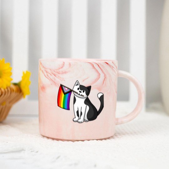 Discover Progress Pride  Pride Cat Marble Mugs