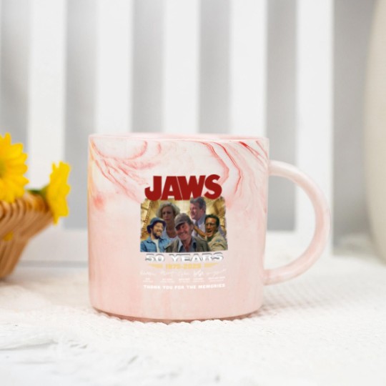 Discover Jaws 1975 Movie Anniversary Marble Mugs, Jaws 50th Years Anniversary Marble Mugs