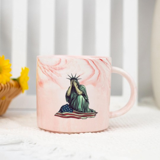 Discover Crying Statue of Liberty Marble Mugs, Political Protest Marble Mugs Patriotic American Flag Marble Mugs