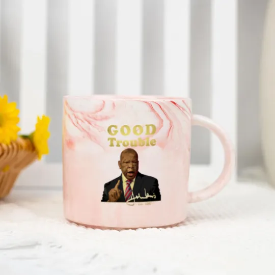 Discover Good trouble john lewis signature est 1987 Classic Marble Mugs