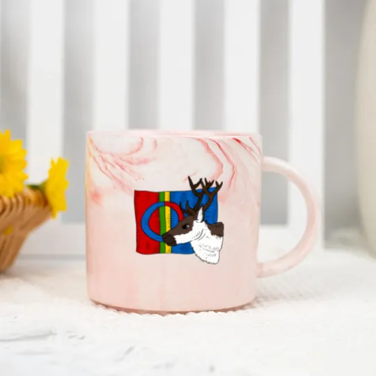 Discover sami flag and reindeer. Sámi people. Marble Mugs