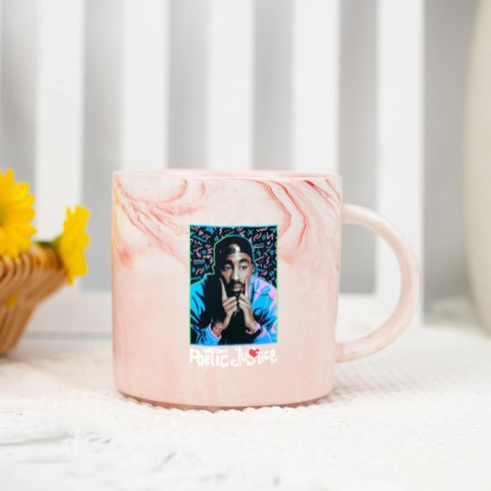 Discover Tupac Shakur Poetic Justice Black Marble Mugs - NWT